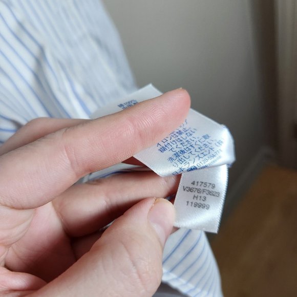 Lands' End Shirt Mens 16.5 32 Blue Striped Button Down No Iron Nautical Gorpcore - Picture 8 of 11